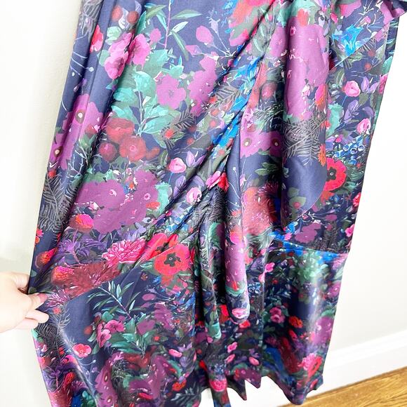 Hutch Hollis Wrap Maxi Dress Surplice Neck Sleeveless Floral Navy Multi Size S - Picture 6 of 10